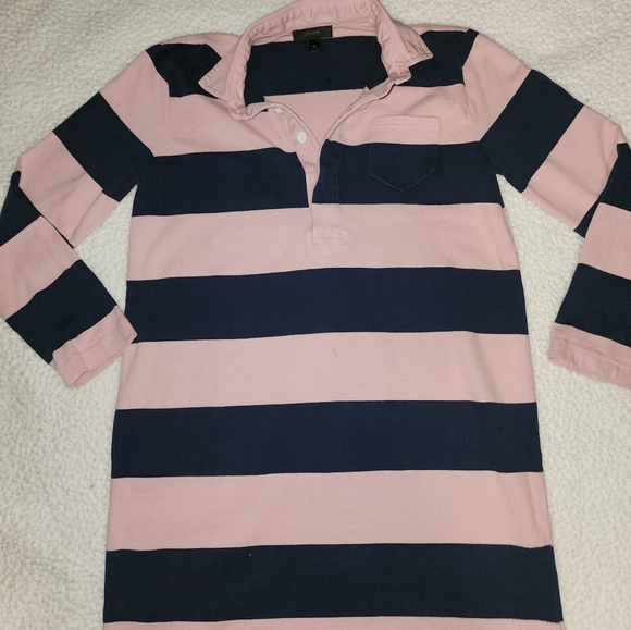 J Crew Classic Preppy Baby Pink And Navy Blue Striped Top - Picture 8 of 11